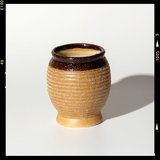 Two-tone Ceramic Succulent Planter Pot (Parallel Lines Pattern)